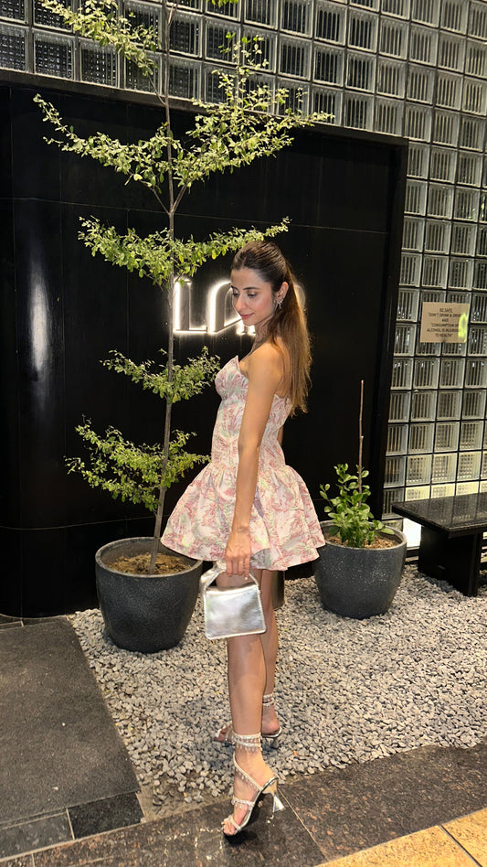Ethereal Bloom Jacquard Mini Dress