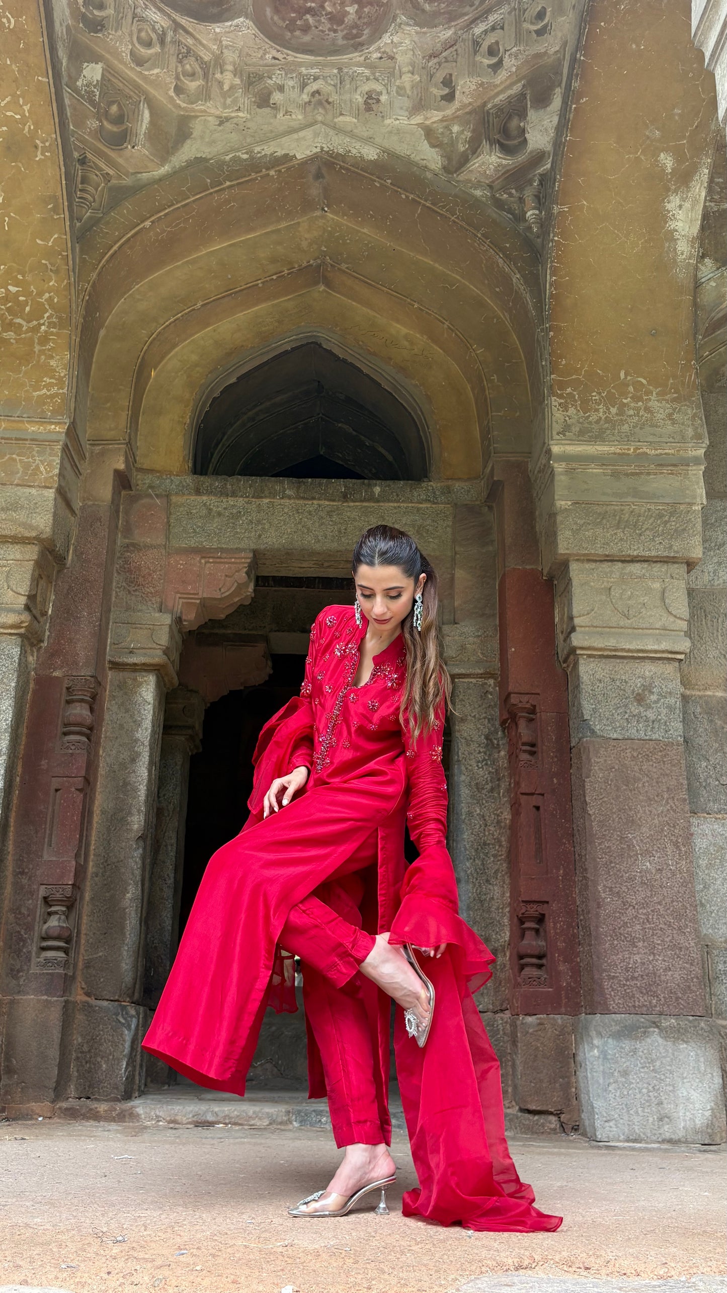 Laalima - Red Ruffle Suit Set