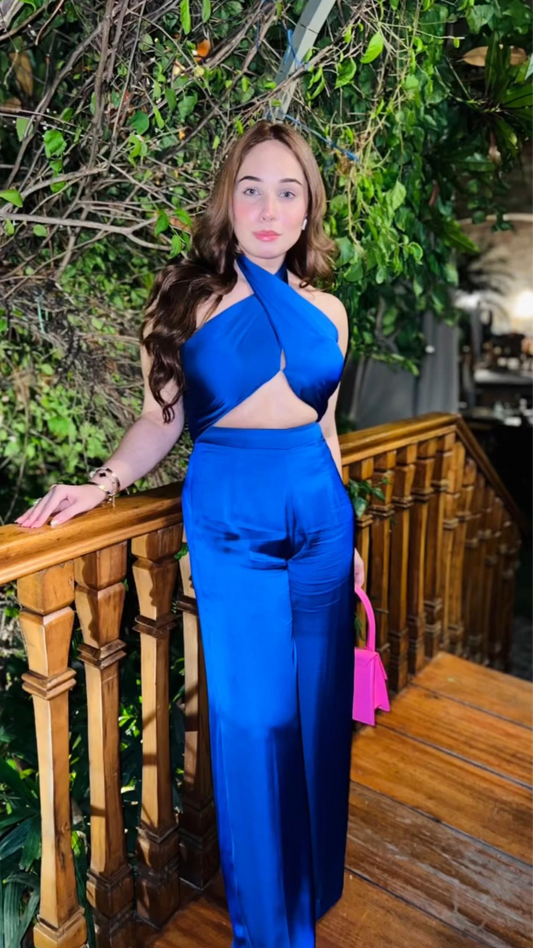 Azure Satin Chic CO-ORD