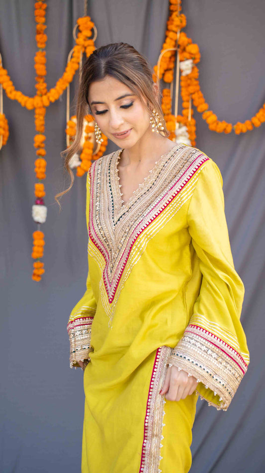 Green Kaftaan with Gota Patti Embroidery