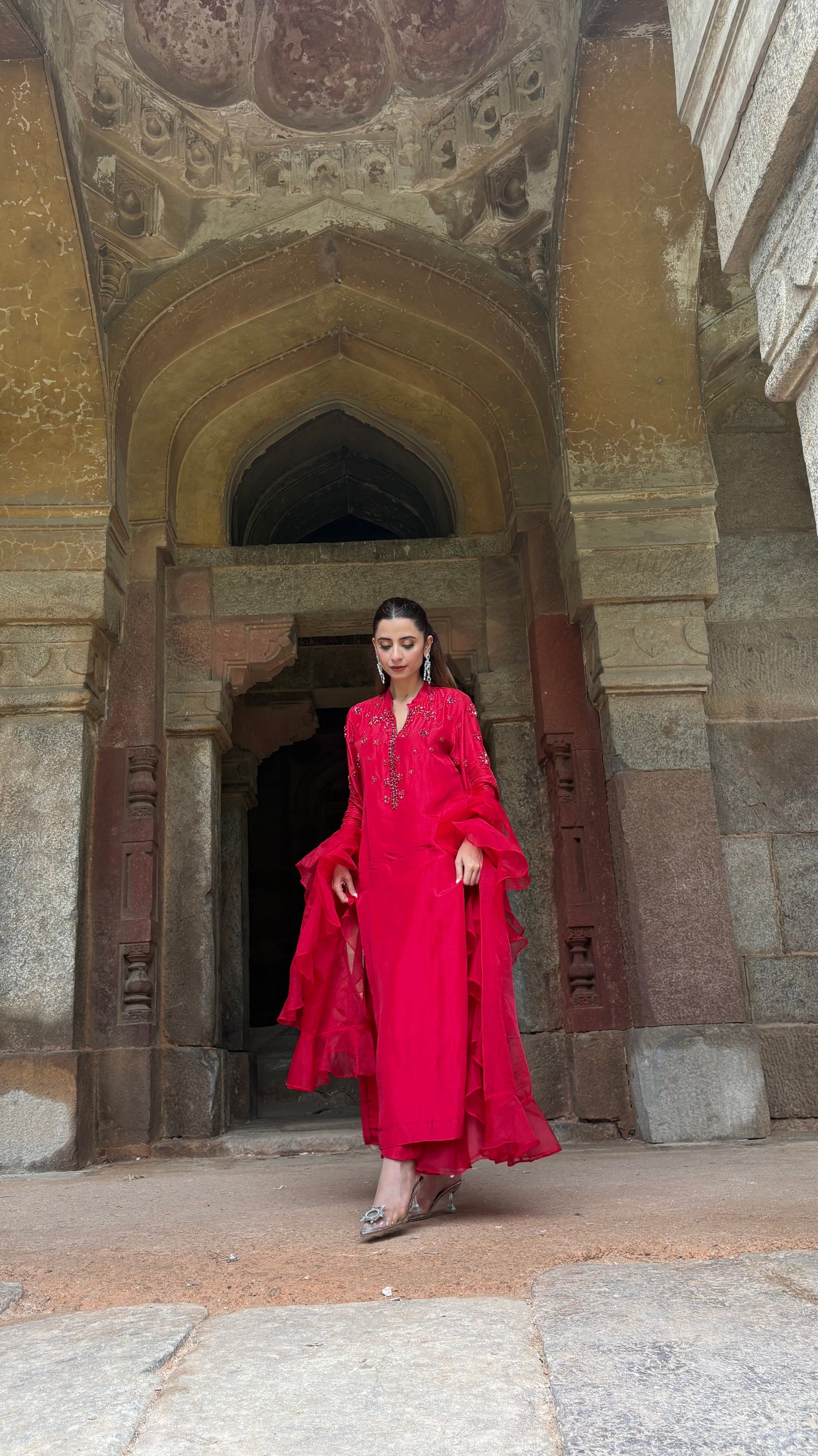 Laalima - Red Ruffle Suit Set