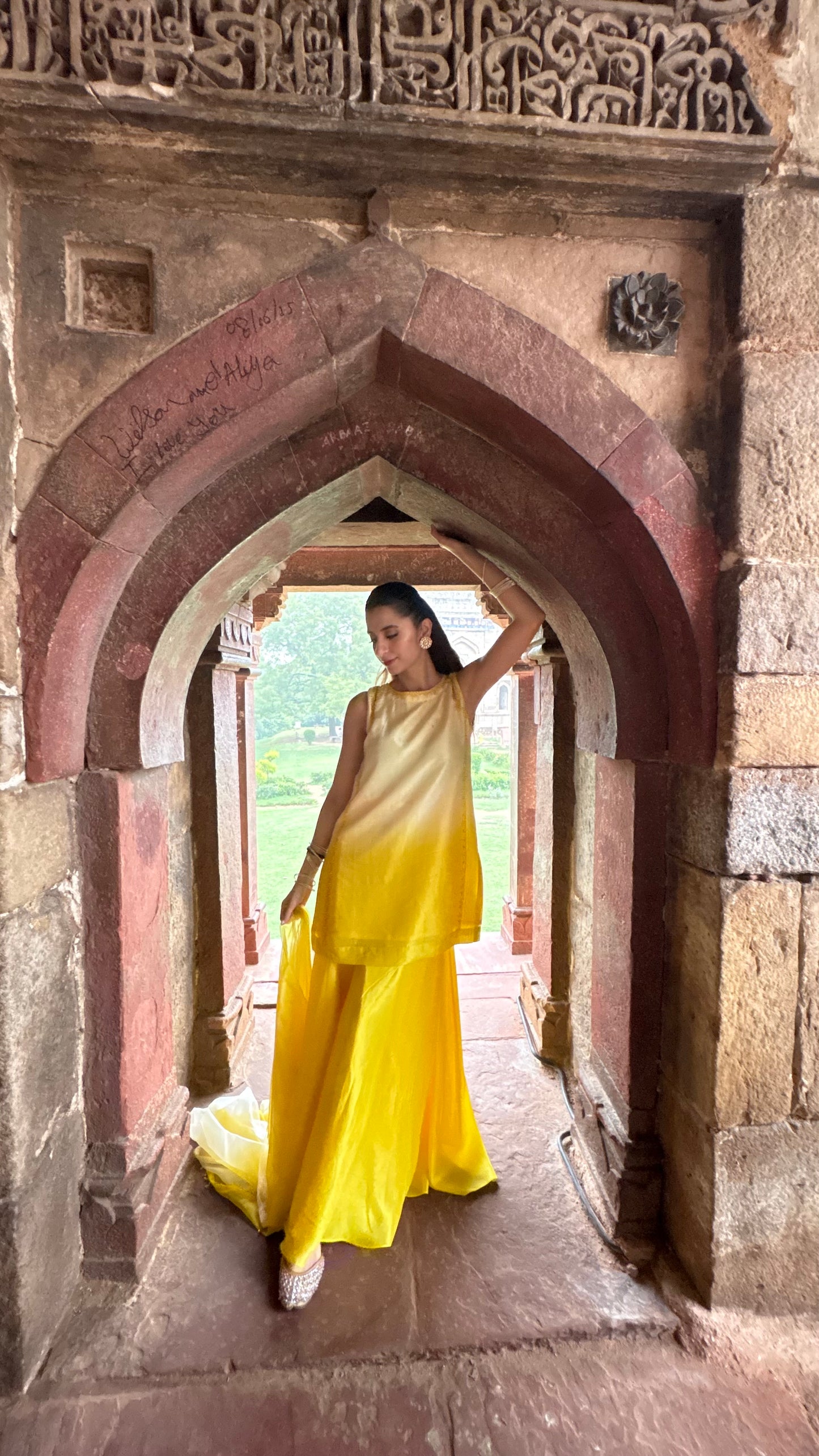 Seher - Yellow to Ivory Ombre Sharara Suit Set