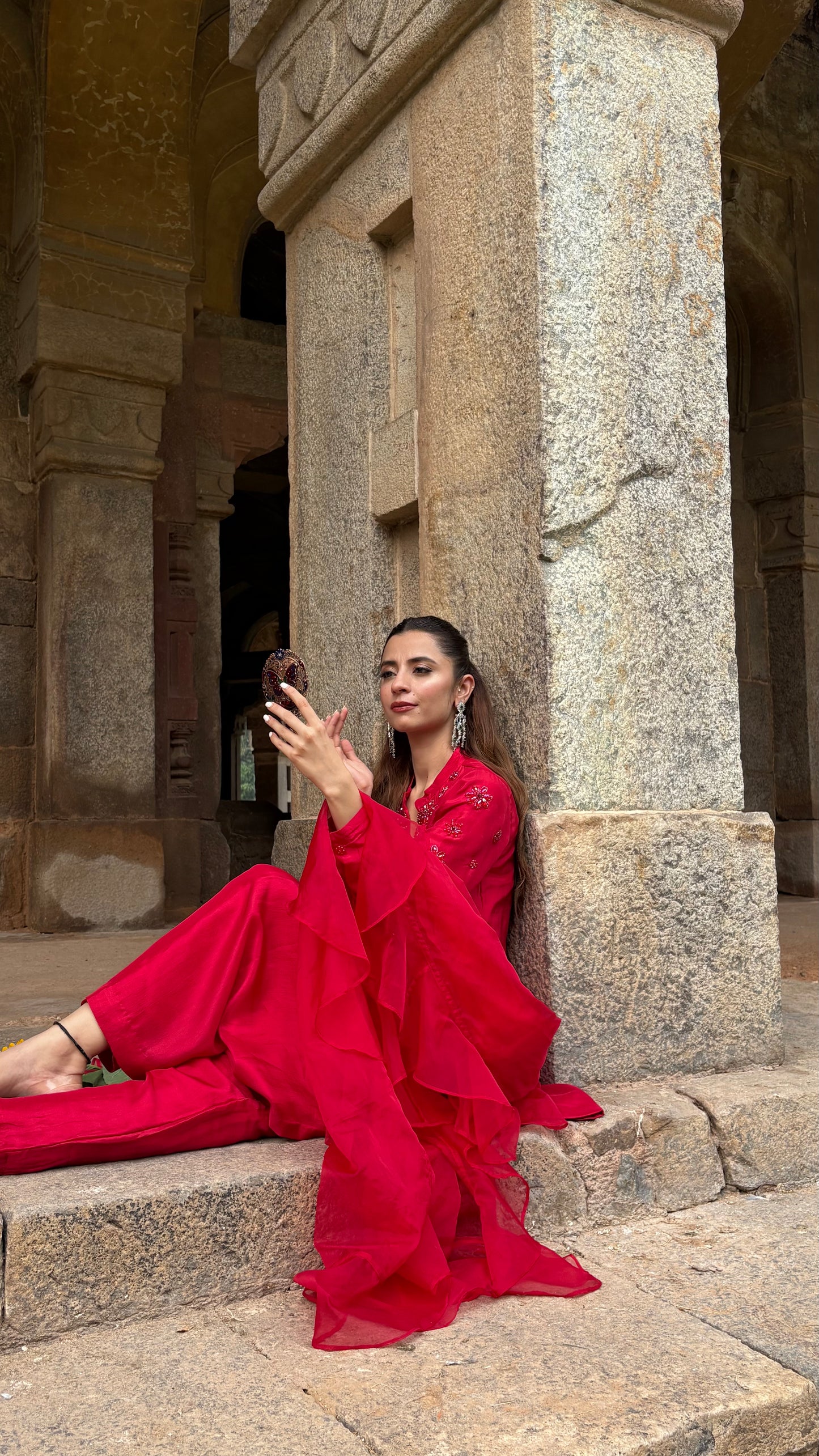 Laalima - Red Ruffle Suit Set