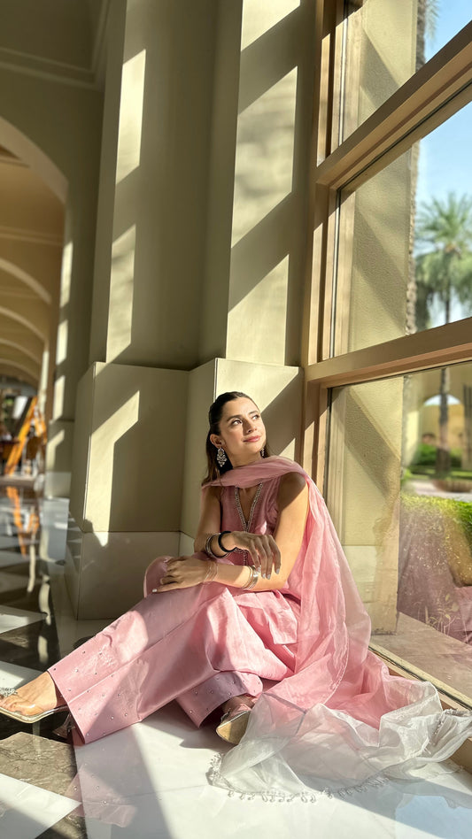 Abeer- Blush Pink Farshi Suit Set