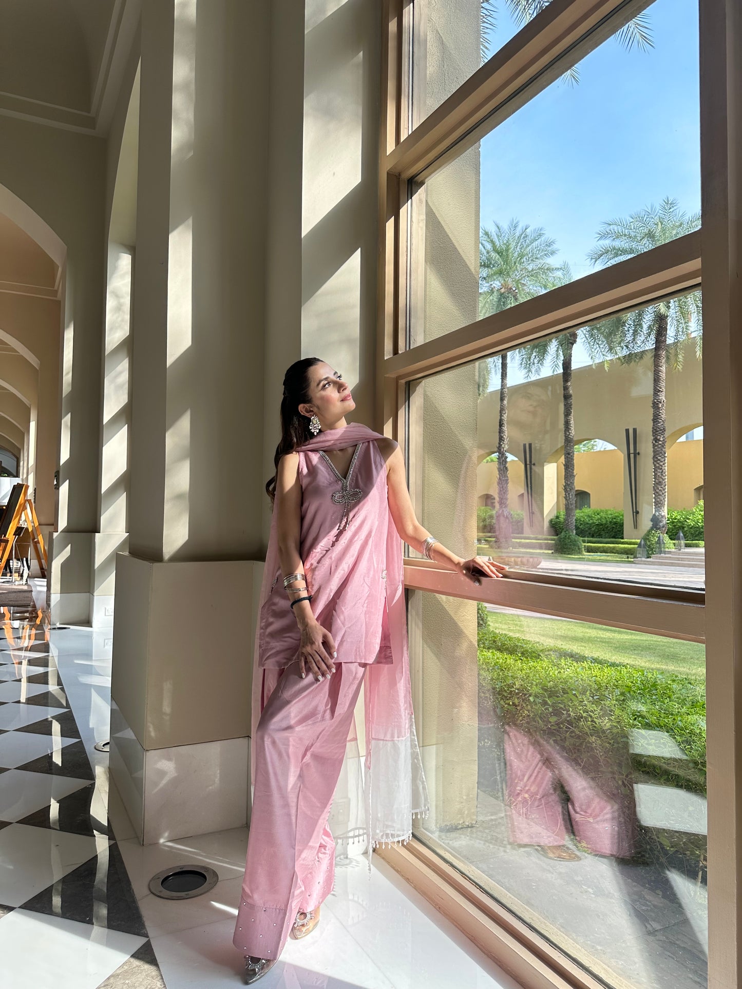 Abeer- Blush Pink Farshi Suit Set