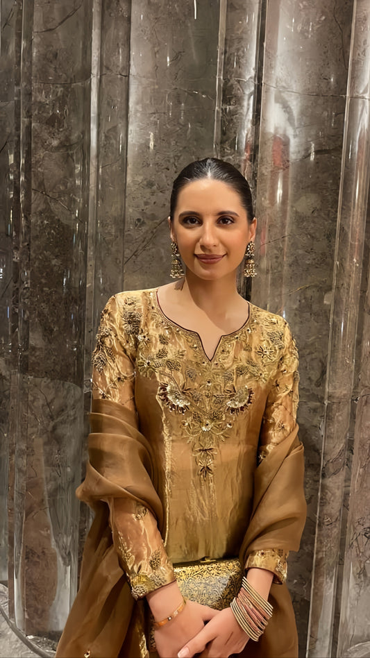Noor-e-Bahar Sharara Suit ( Gold )