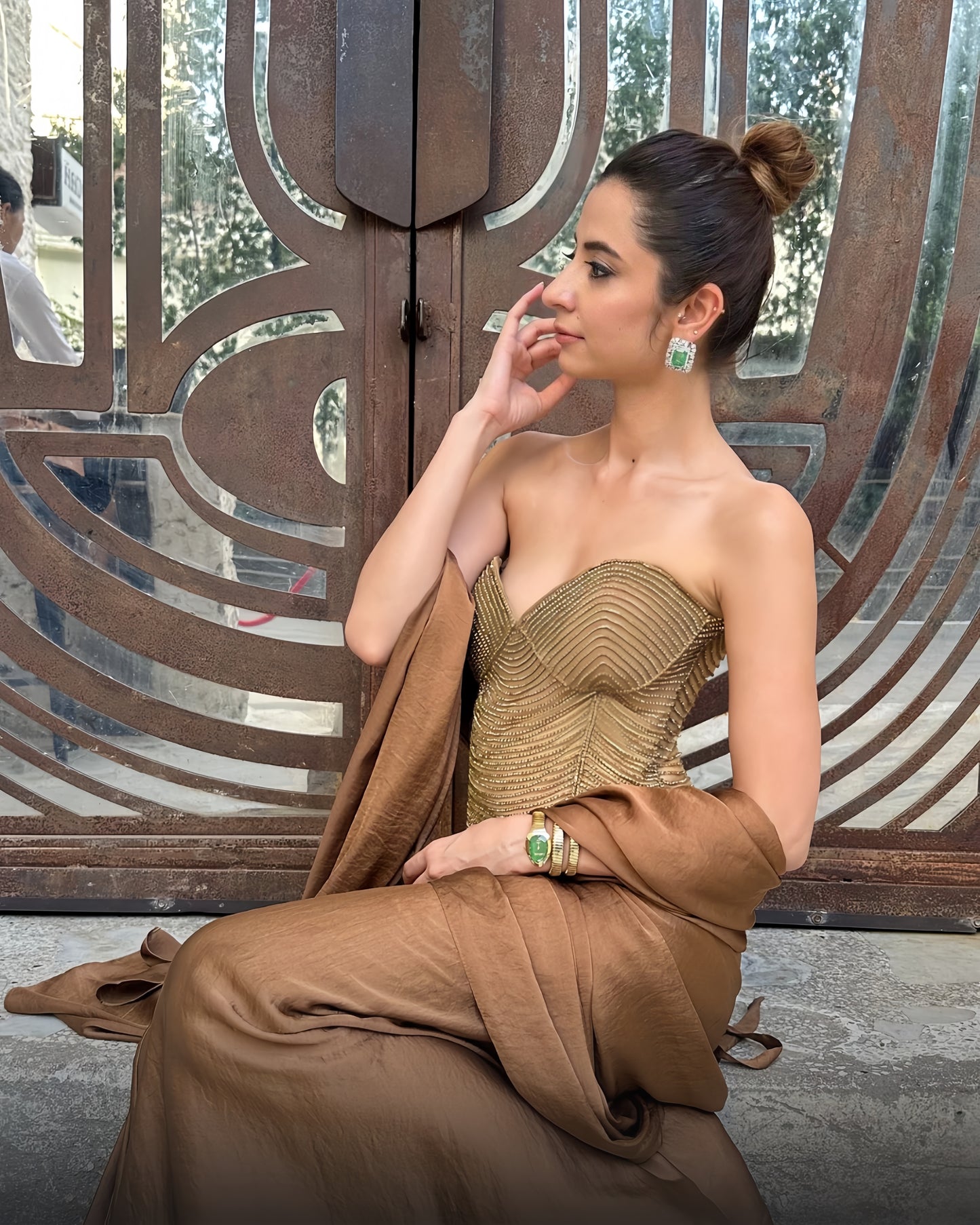 Bronze Solstice - Molten Bronze Draped Saree