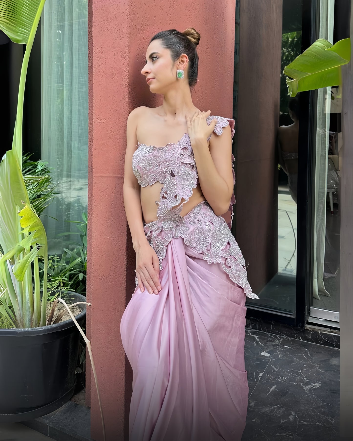 Rose Mirage - Blush Sculpted Saree