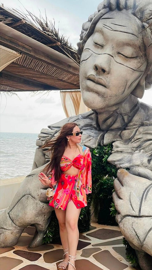 Floral Co-ord with cape and shorts