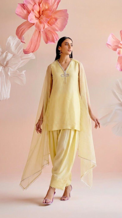 ABEER – BUTTER YELLOW FARSHI SUIT SET