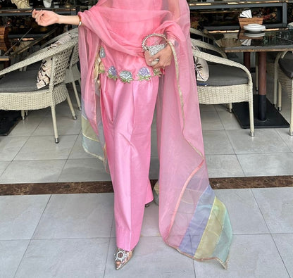 Blush Aura Organza Suit & Dupatta