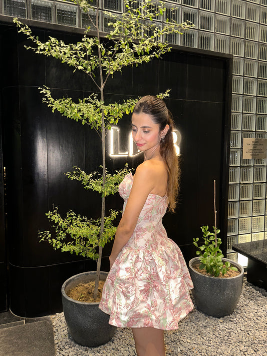 Ethereal Bloom Jacquard Mini Dress