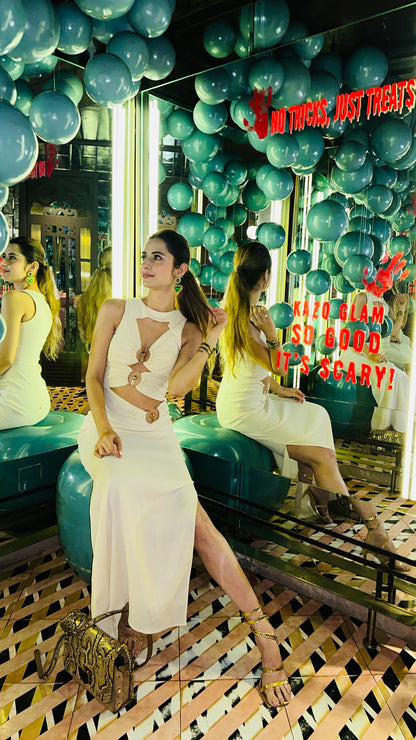Ivory Eclipse Cutout Midi Dress