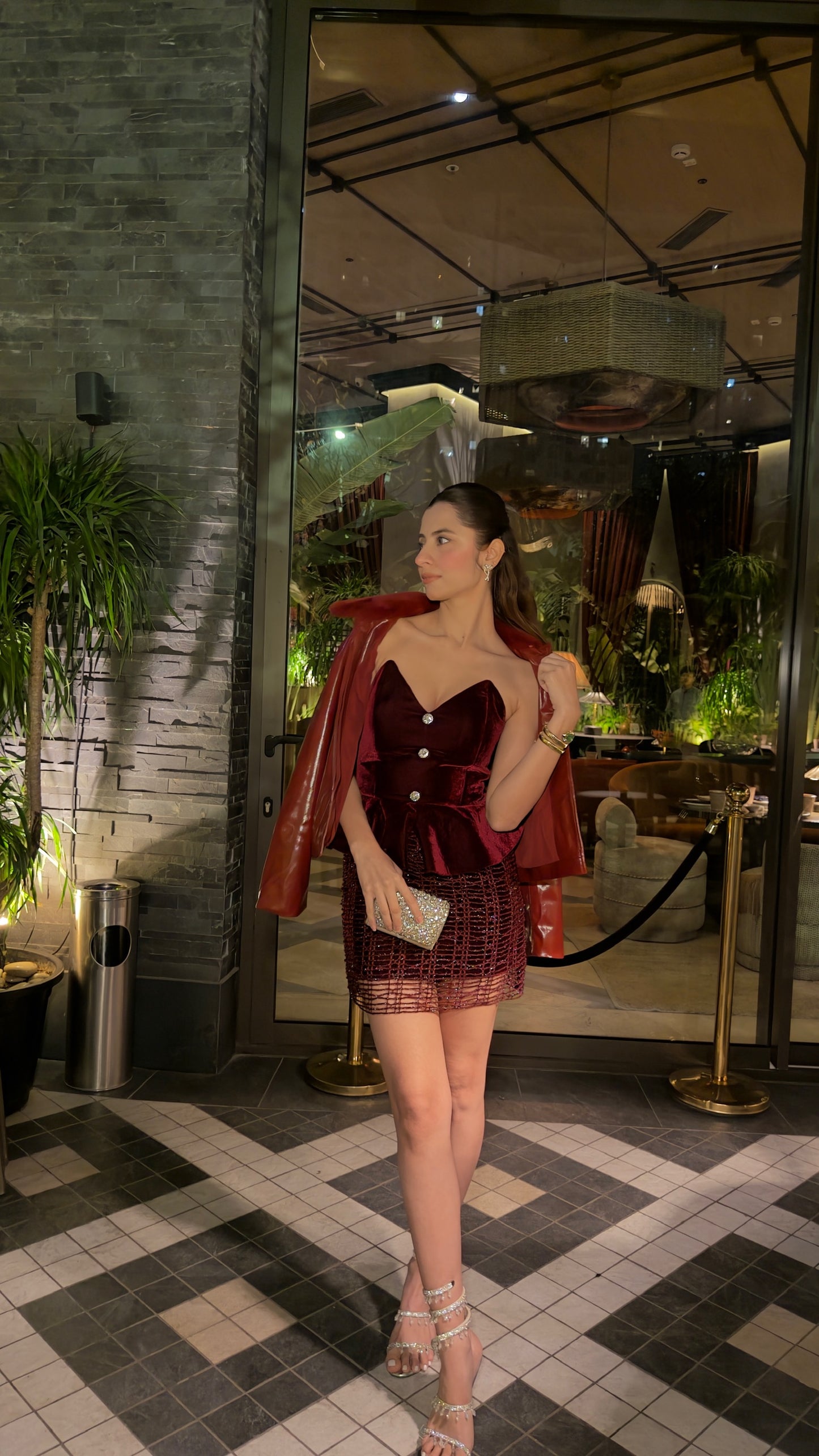 Ruby Royale Velvet Peplum Mini Dress