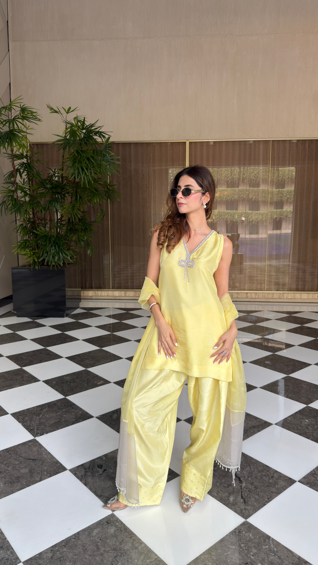 ABEER – BUTTER YELLOW FARSHI SUIT SET