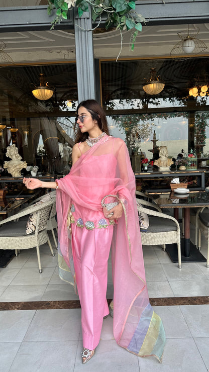 Blush Aura Organza Suit & Dupatta