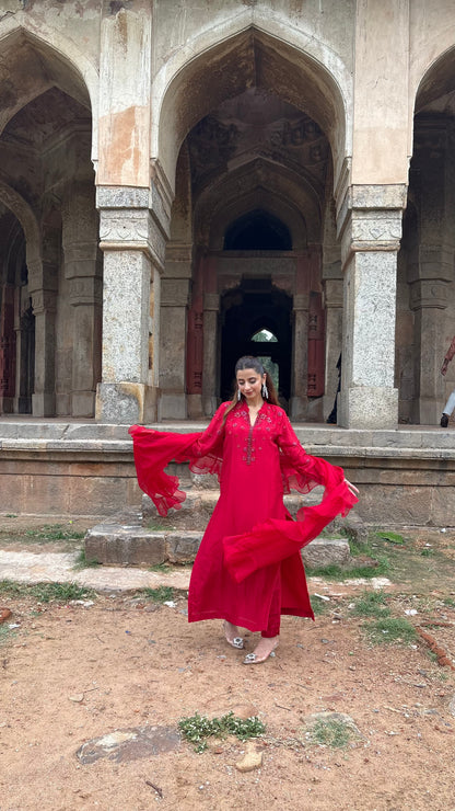 Laalima - Red Ruffle Suit Set