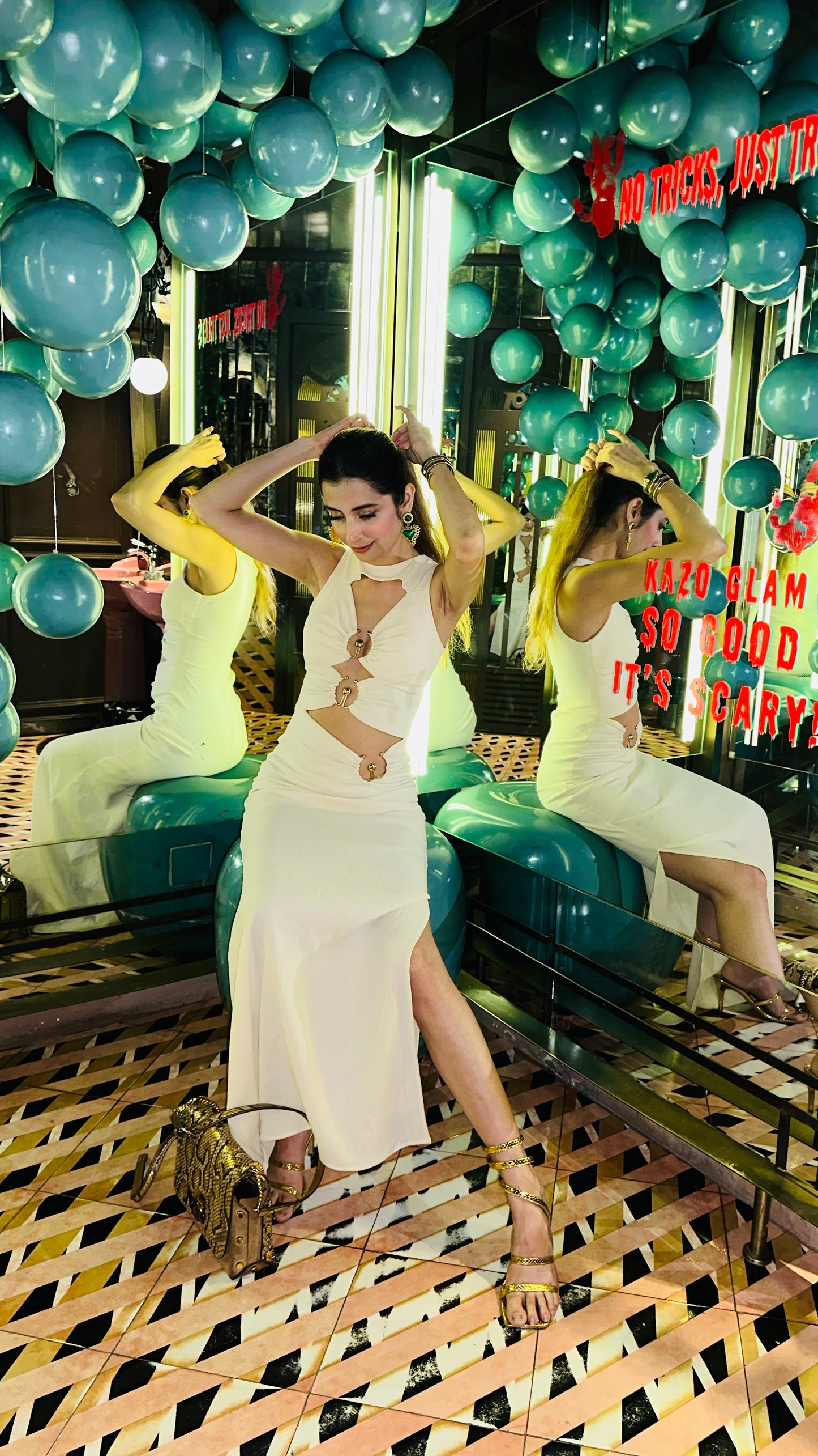 Ivory Eclipse Cutout Midi Dress