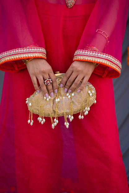 Magenta cape set with pants