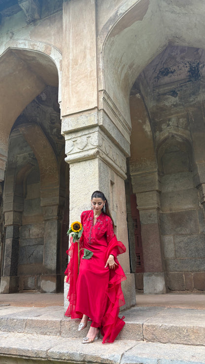 Laalima - Red Ruffle Suit Set
