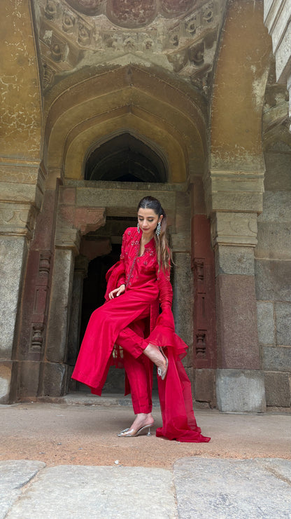 Laalima - Red Ruffle Suit Set