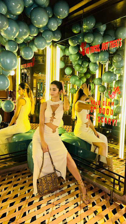 Ivory Eclipse Cutout Midi Dress