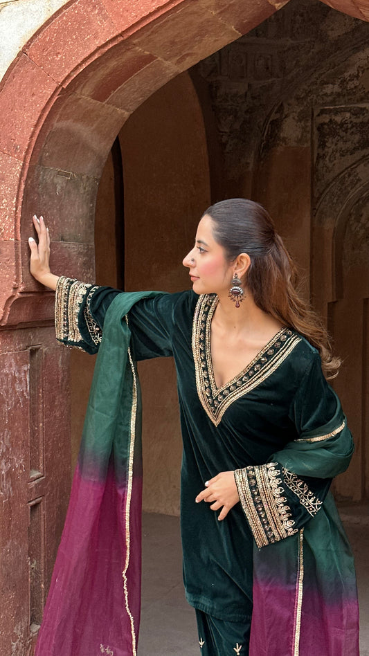 Saba Emerald Velvet suit set
