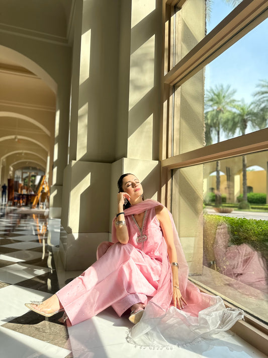 Abeer- Blush Pink Farshi Suit Set