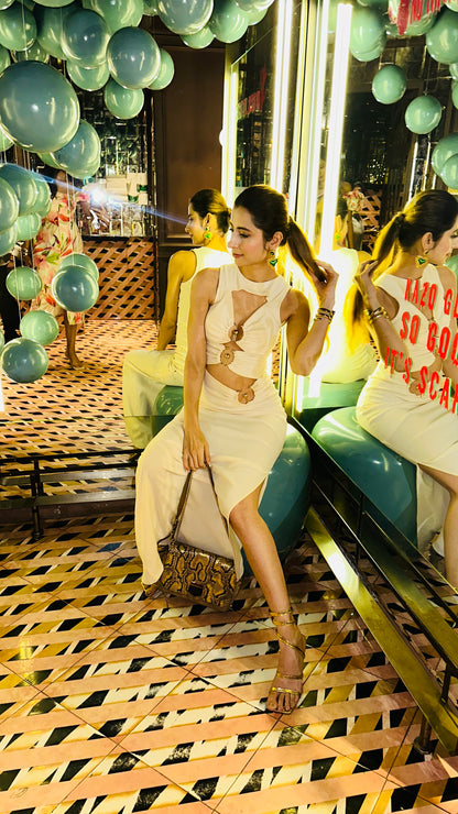 Ivory Eclipse Cutout Midi Dress