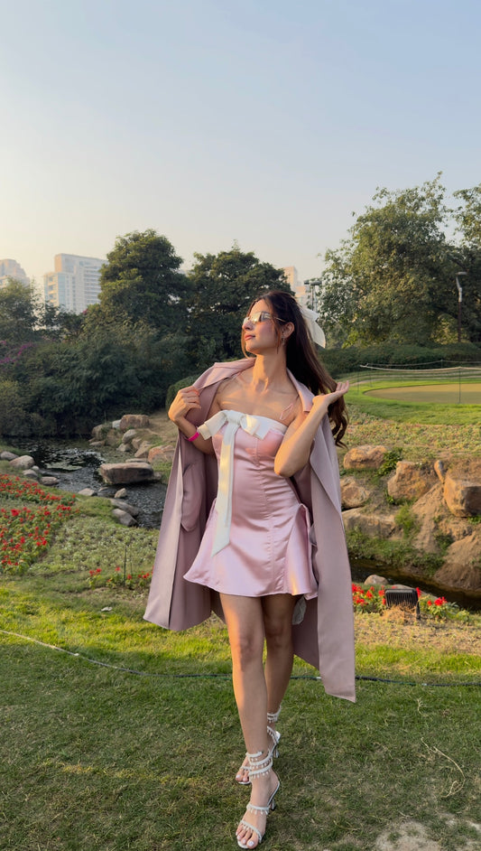 Blush Belle Satin Bow Mini Dress
