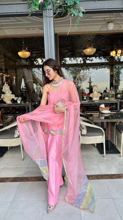 Blush Aura Organza Suit & Dupatta