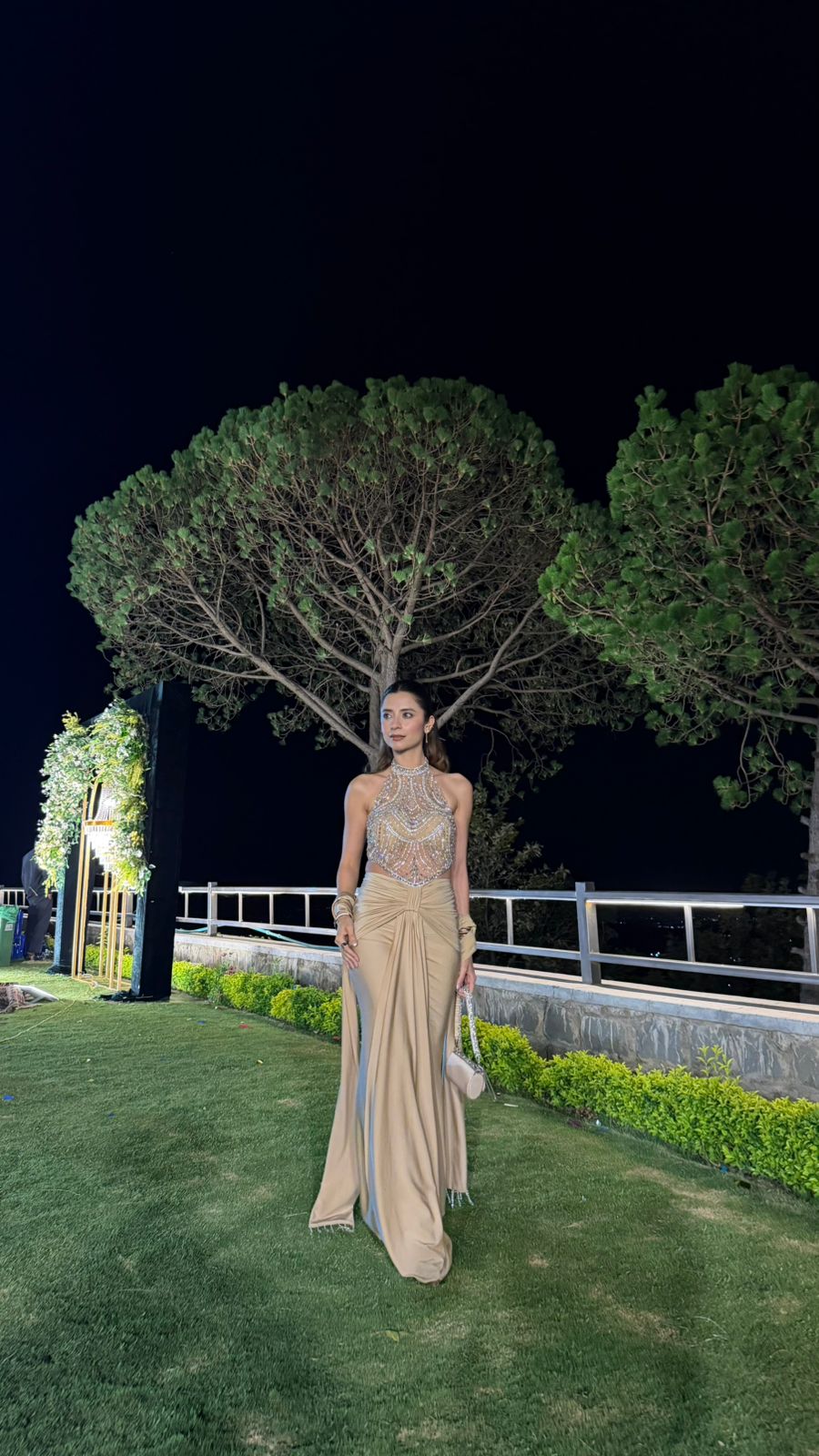 Celesté Crystal Drape Gown