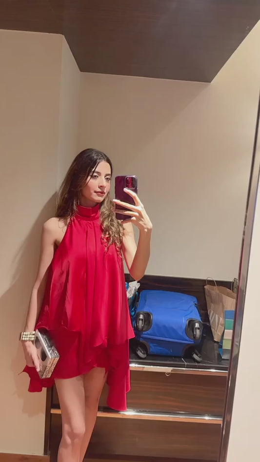 Crimson Allure Satin dress